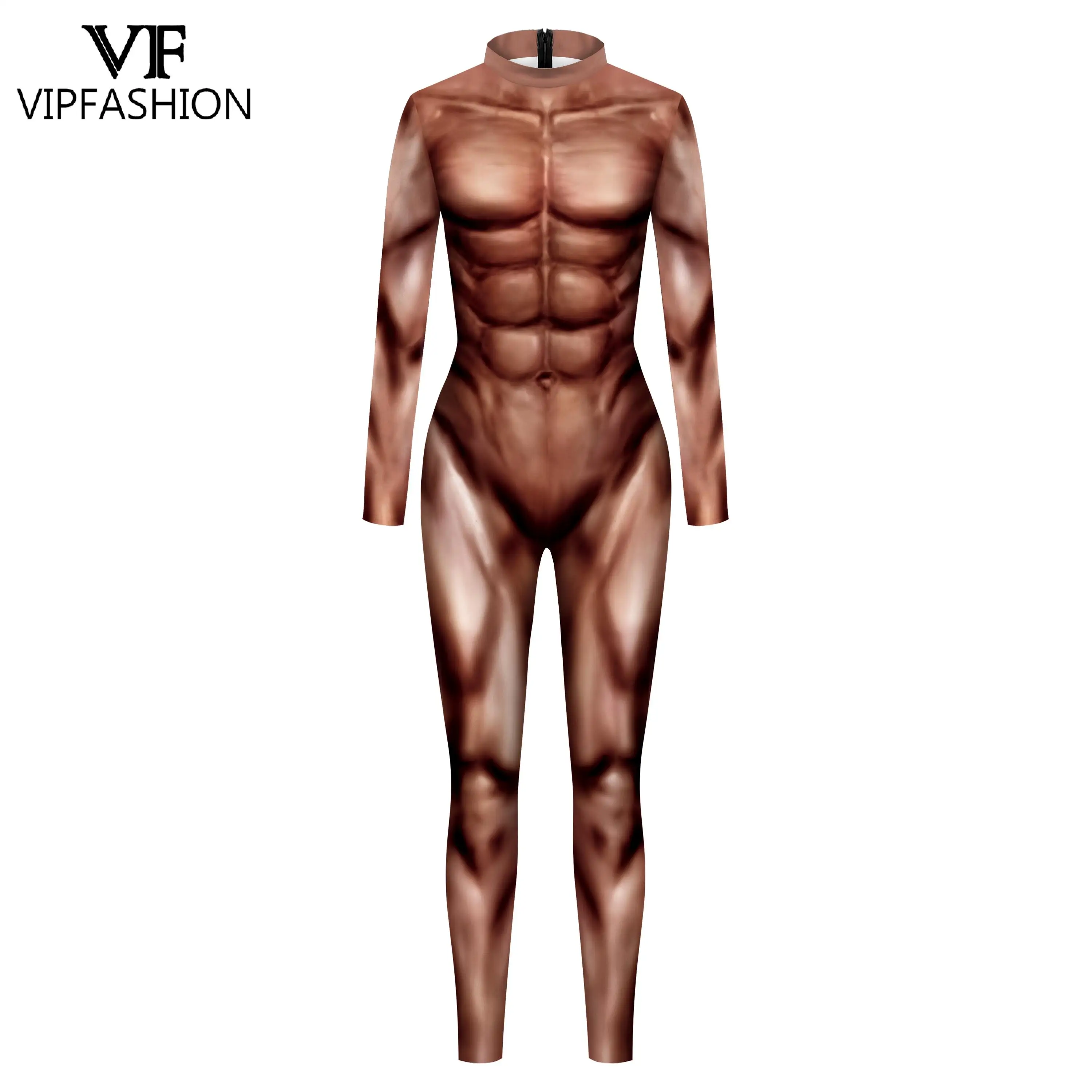 VIP FASHION-Costume d'Halloween pour Homme et Femme, Combinaison Zentai Imbibée de Muscles, Catsuit de Carnaval, Vêtements de Cosplay Amusants