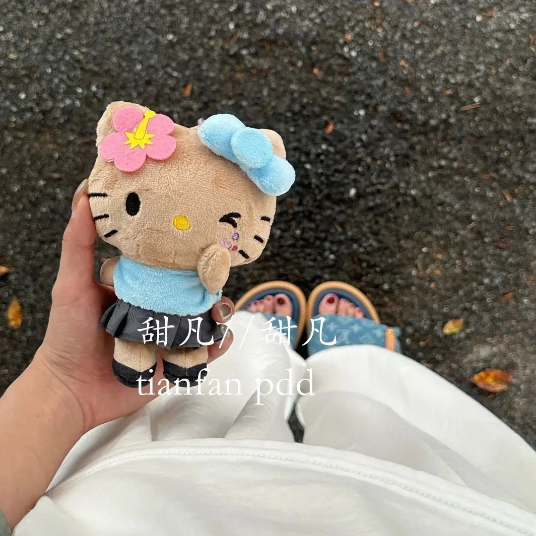 Sanrio Kawaii Hello Kitty Plush Doll Student Schoolbag Pendant Anime Cartoon Cute Backpack Accessories Girls Birthday Gifts Toys