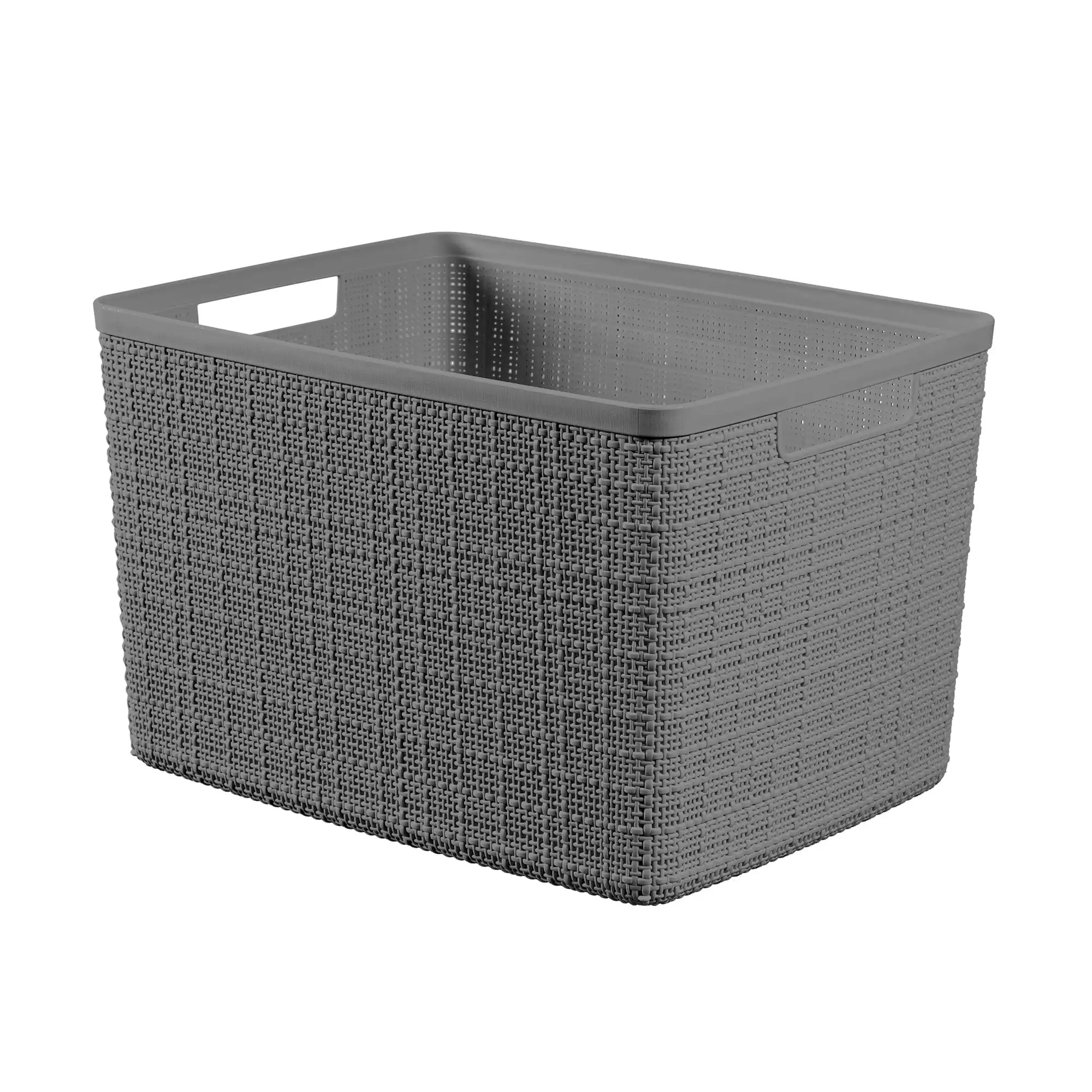 

Large Gray Plastic Storage Basket, 14x11x9 in Decorative Organizer