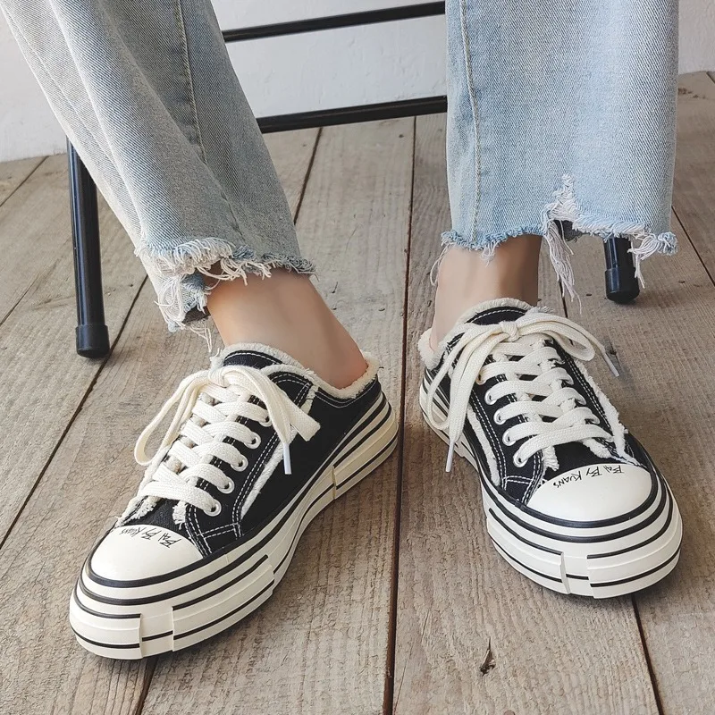 Canvas Half Slippers for Men Fashion Platform Sandals Men Luxury Breathable Casual Shoes for Men Lightweight Walking Sneakers