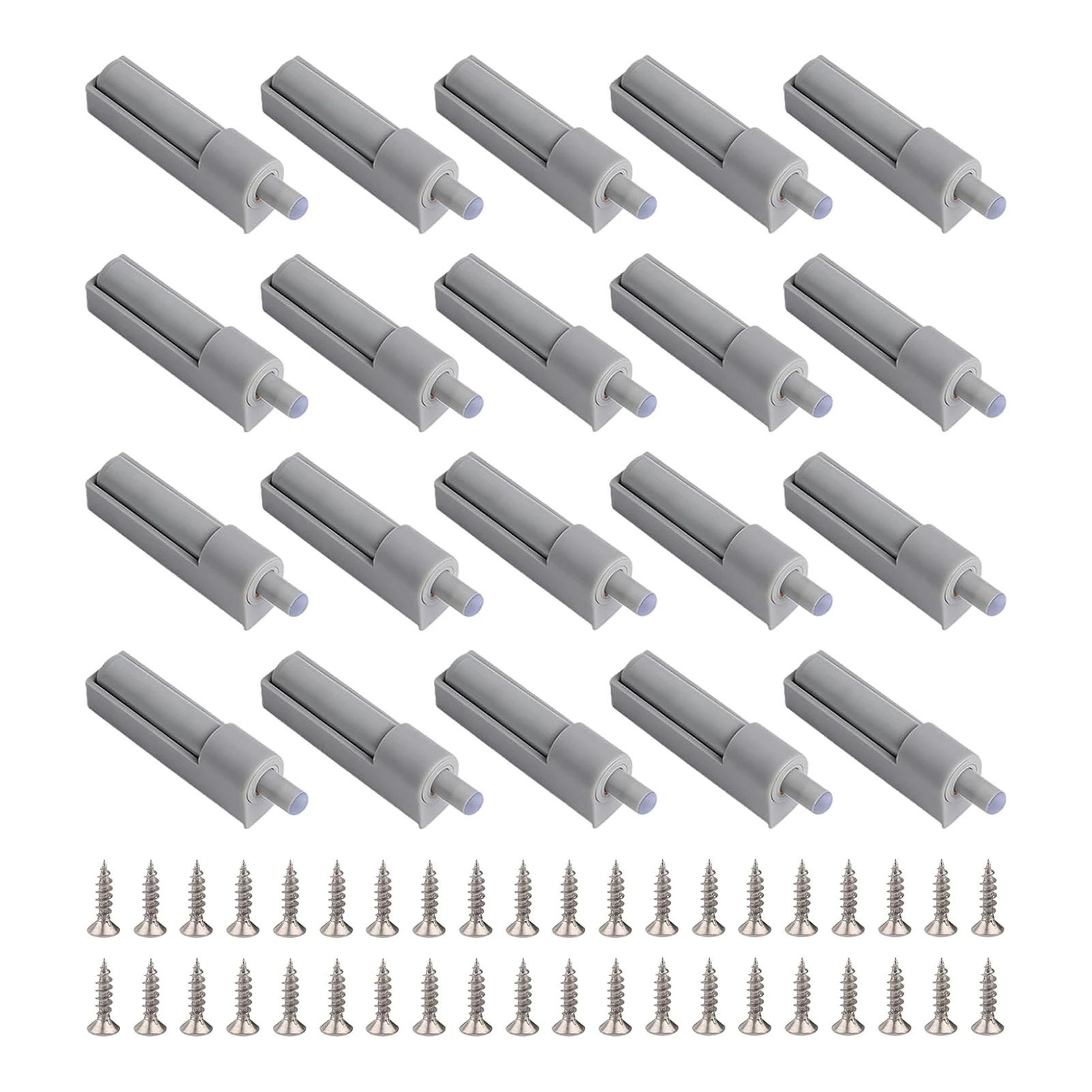 Kitchen cabinet door buffer bumpers 20pcs with 40 screws shock absorbing dampers for drawer doors, plastic and rubber set