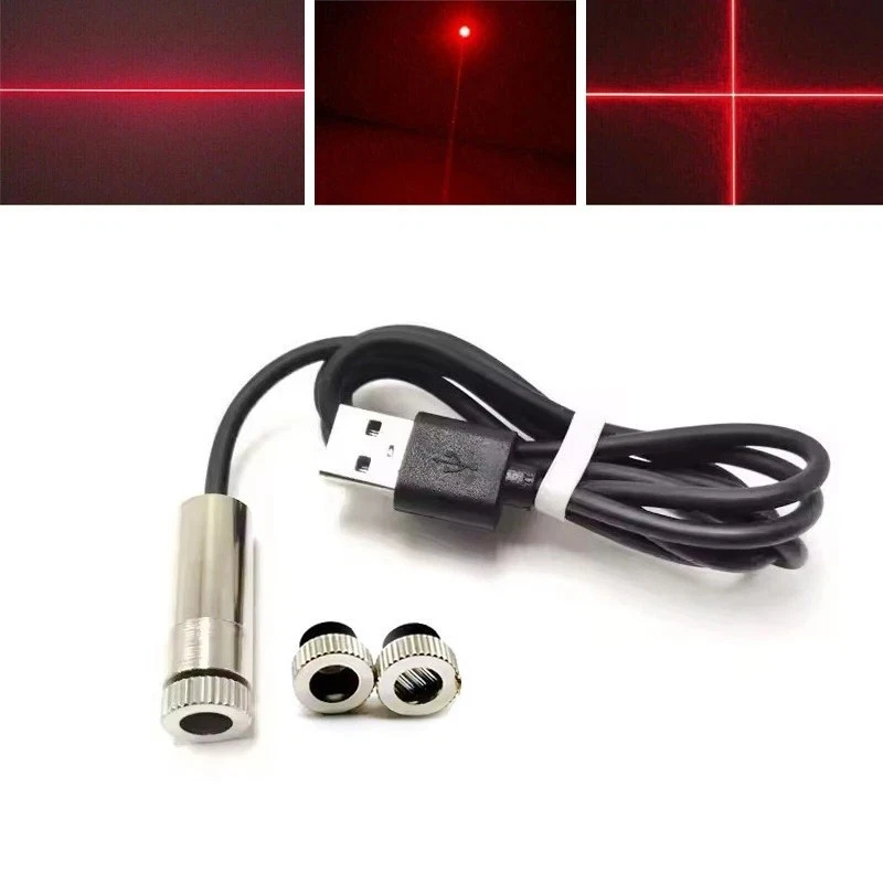 30/50/100mW 650nm Red Dot Line Cross Focusable Laser Diode Module 5V USB Interface Wood Cutting Positioning