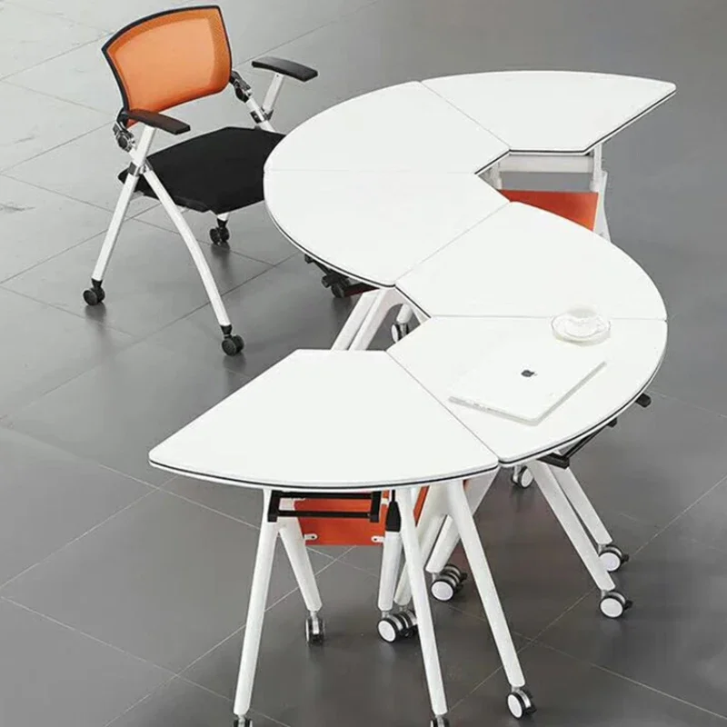 Foldable and movable conference table, small training table, long, splicing round, modern office desk, student desk, chair