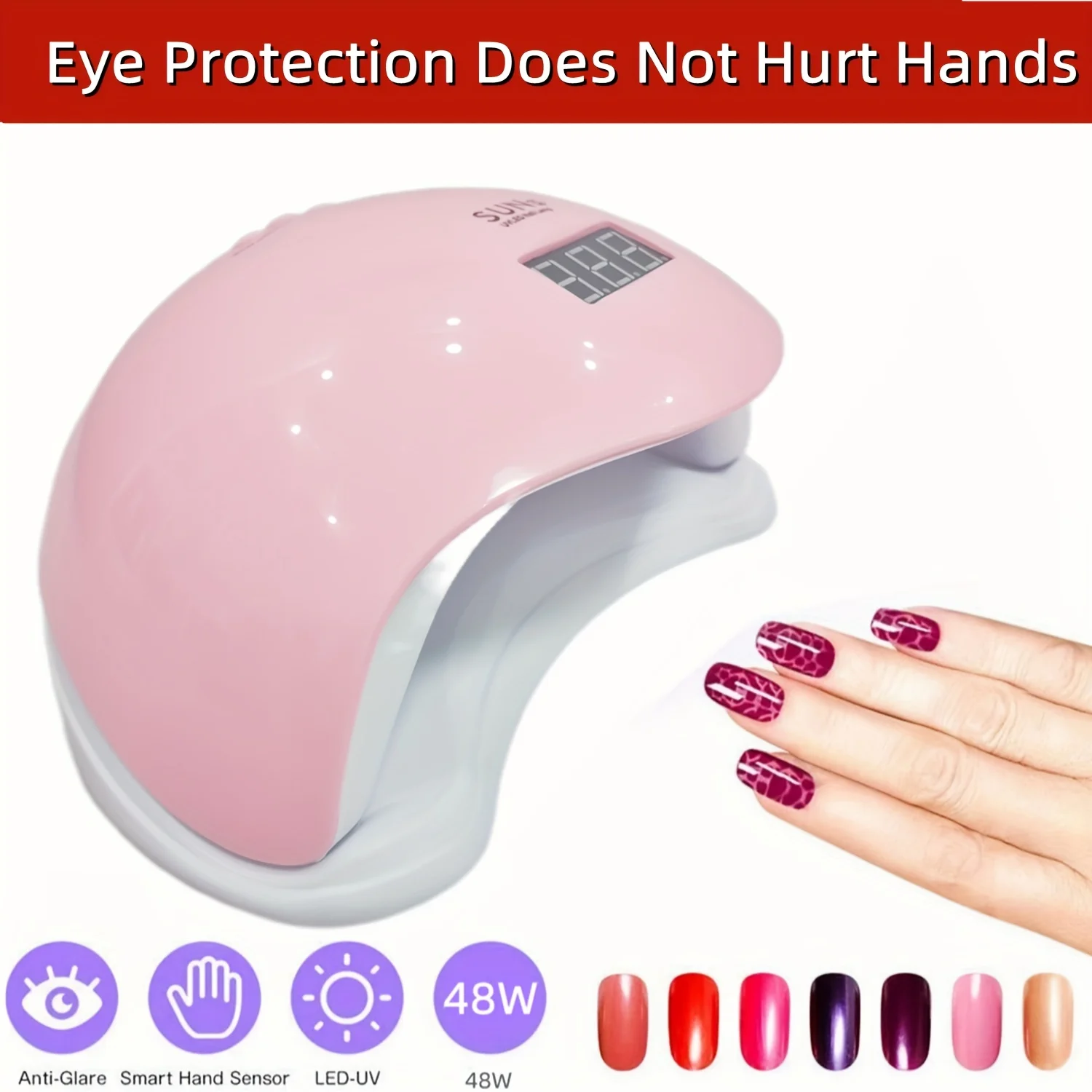 YIKOOLIN 48W UV LED Nail Lamp for Professional Saloon Fast Nail Gel Dryer With 4 Timers Automatic Sensor LCD Display