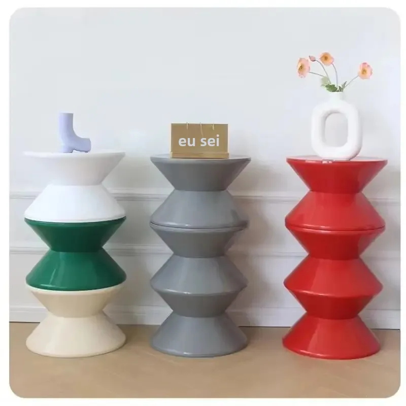 北欧風-小型丸型サイドテーブル-プラスチック製靴交換用スツール-ホームアート-シンプルデザイナーベンチ-クリエイティブミニテーブル-リビングルーム用
