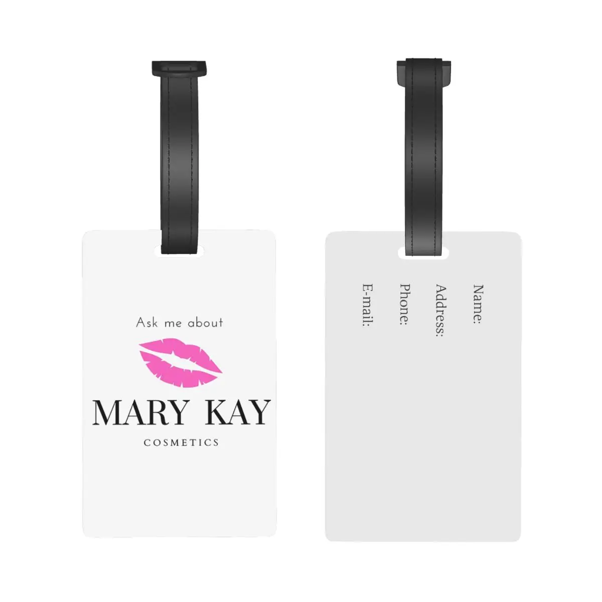 Ask Me About Mary Kay Luggage Tags Suitcase Accessories Travel PVC Baggage Boarding Tag Portable Label Holder ID Name Address