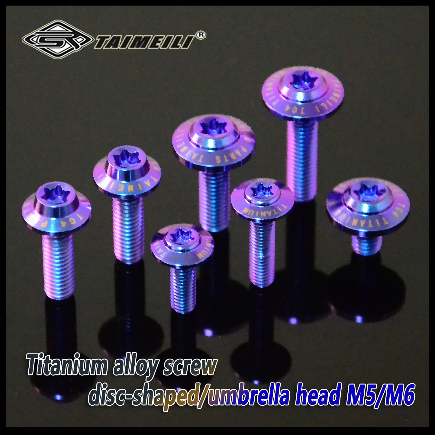 TAIMEILI Titanium Alloy Umbrella Head Screw M5/M6x10-50mm - Anodized Blue/Purple Decorative Fastener 4/8/10pcs