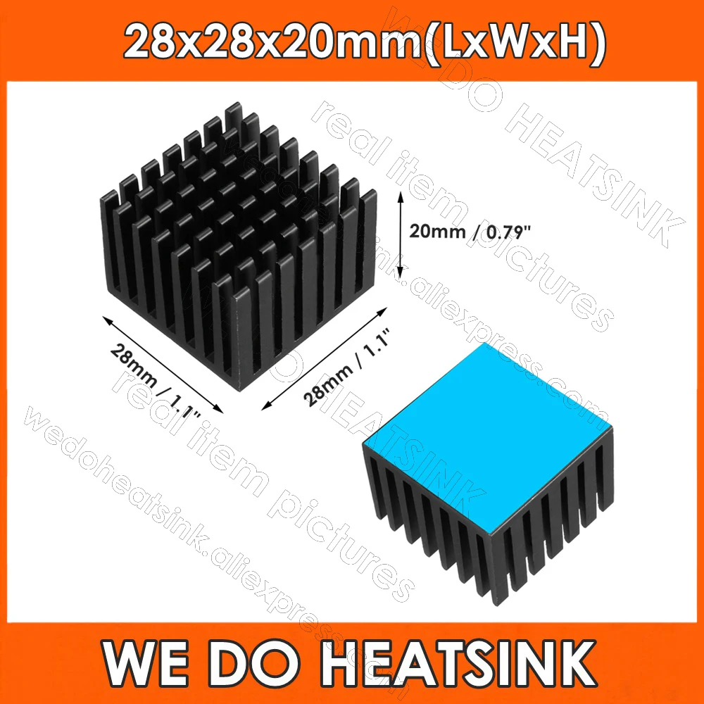 Dissipatore di calore per radiatori elettronici neri 28x28x20mm per Chip IC GPU MOS con nastro termico