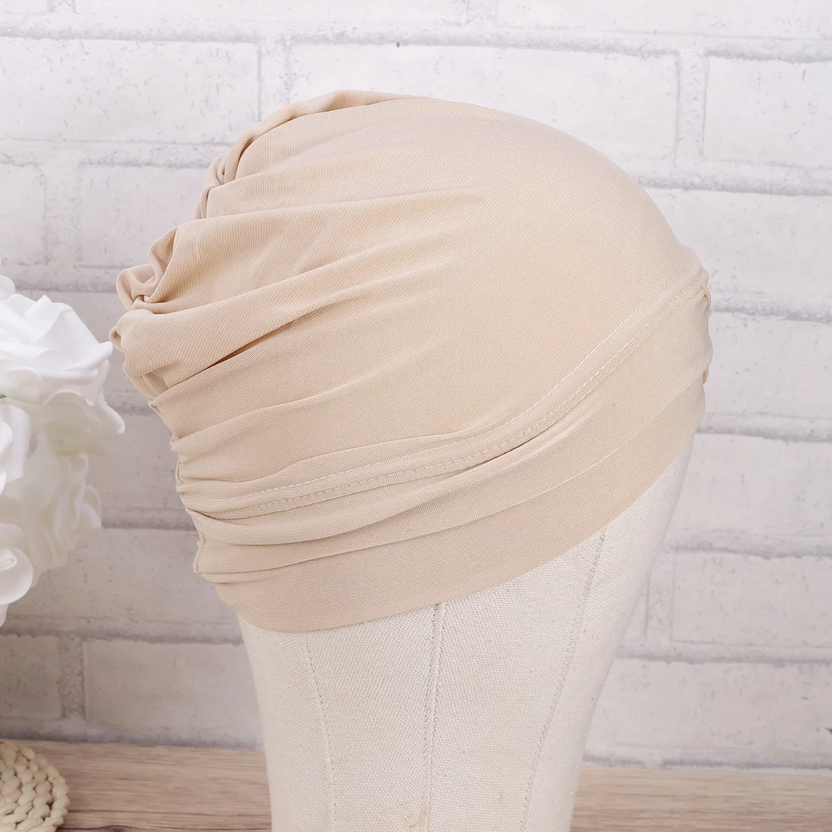 

Forehead Cross Indian Hat Beige Linen Turban Durable Comfortable Breathable Elegant Headdress Travel Party Gift