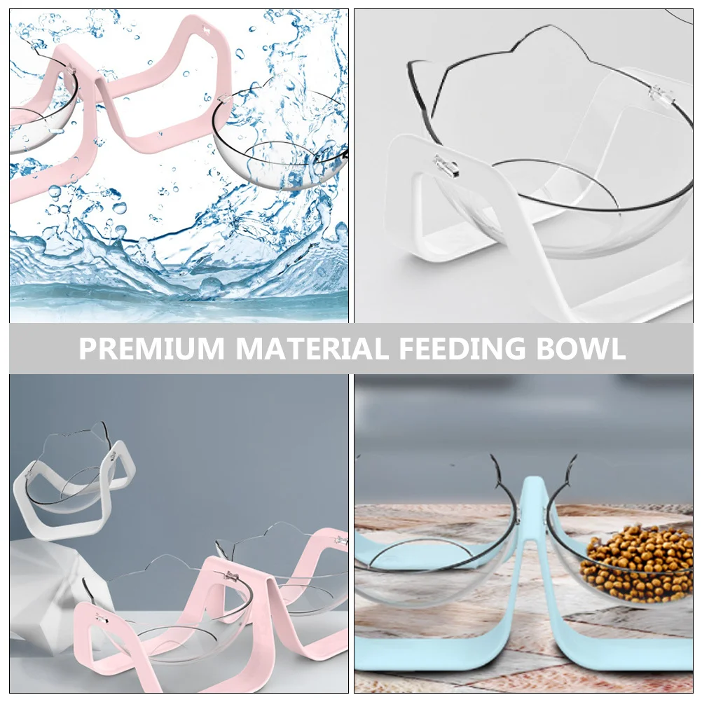 

1pc Premium Inclined Cat Anti-Slip Pet Feeding Bowl Neck Protection Easy Clean White Cat Food Water Bowl Pet Supplies Feeding
