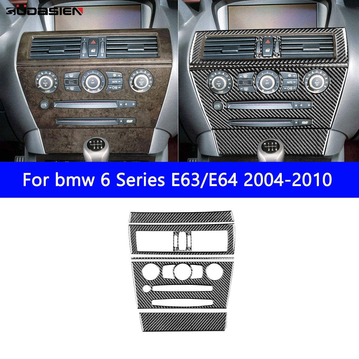 

Suitable for BMW 6 Series E63 E64 2004-2010 Car Radio Air Conditioning Panel Decoration Sticker Carbon Fiber Accessories.