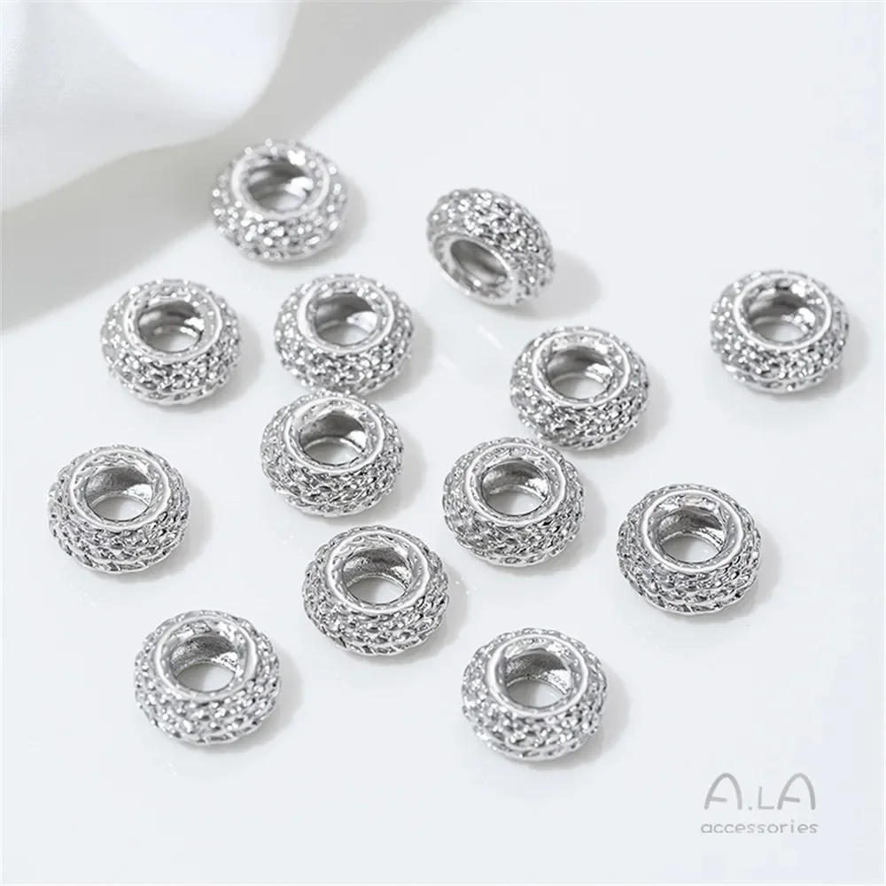 Cuentas de rueda de serpiente de oro de 14K, patrón de escamas de serpiente de dragón, cuentas con orificio grande, anillo para correr, pulsera DIY, collar, accesorios de joyería