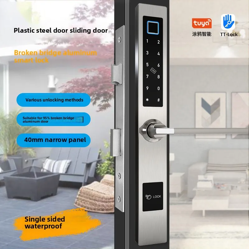 

Broken Bridge Aluminum Fingerprint Lock Sliding Door Aluminum Alloy Narrow Side Door Wifi Single-sided Waterproof