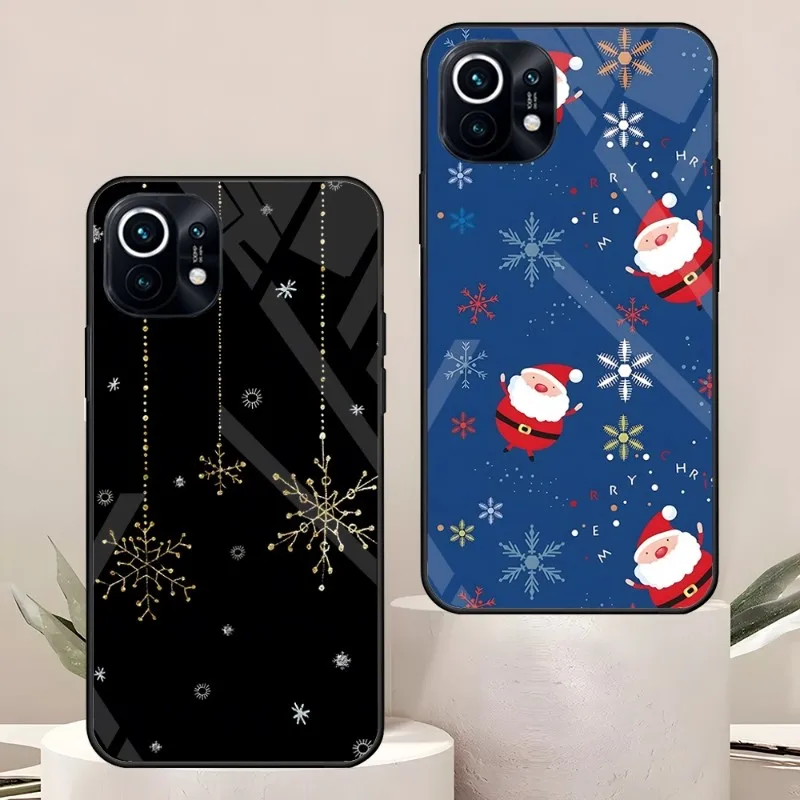 Winter Merry Christmas Phone Case For Xiaomi POCO F3 11 12 Pro X T Lite S Note 10 S 5G 8 A 9 Redmi Tempered Glass Coque Soft TPU