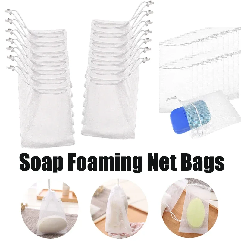

20-10PCS Soap Bag Soap Foaming Net Portable Mesh Body Wash Soap Foaming Net Bag Bathroom Soap Exfoliating Mesh Bags For Shower