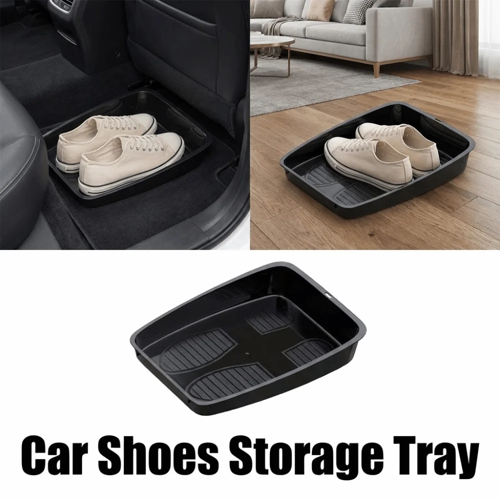 

Anti-fouling Car Shoes Storage Tray Portable Reusable Vehicle Shoes Organizer Plastic Wear-resistant Under Seat Container Box