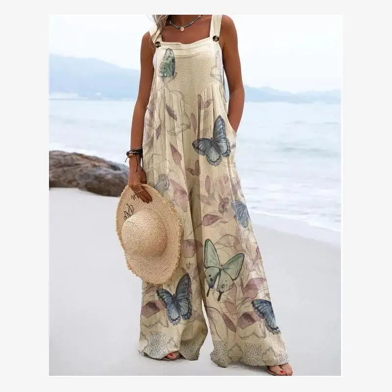 캐주얼 Faion 프린트 여성용 Susps 바지 하이 웨이스트 와이드 레그 팬츠 통근 슬레 롱 팬츠 여름 접힌 디자인