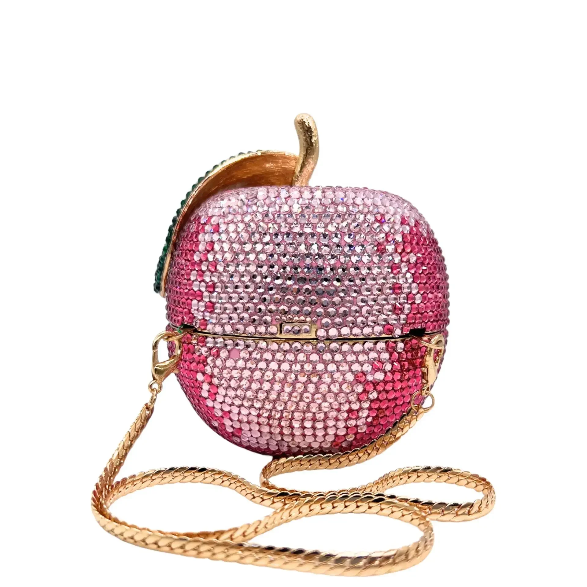 Lady Apple Fruit Crystals Evening Clutch Bags Women Gems Shoulder Bags Bling Diamond Metal Clutch Purses Wedding Party Purse Bag