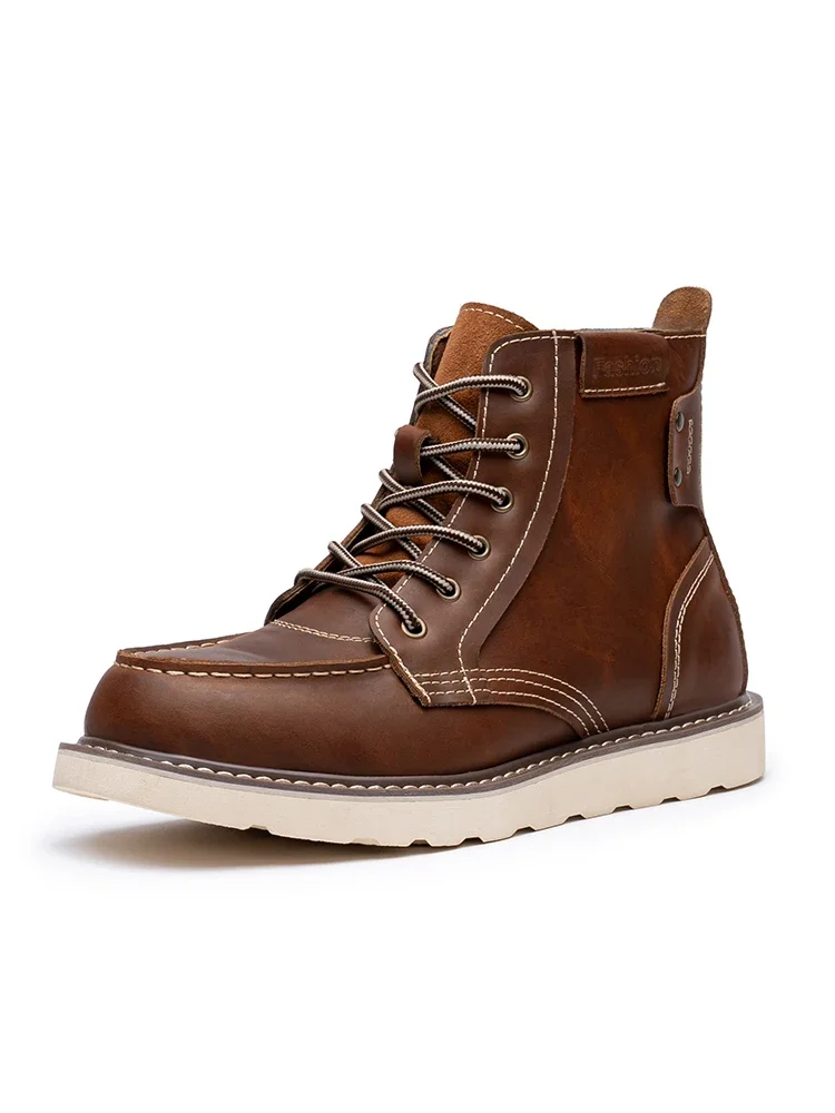 Kuclut Men's First Layer Cowhide Vintage Workwear Boots