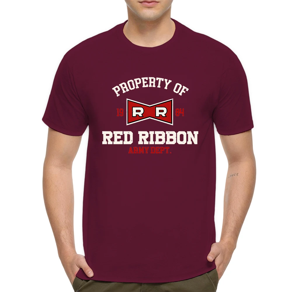 Mens 100% Cotton Short Sleeve T Shirt Red Ribbon Army Vintage Distressed Military Varsity Graphic Print Breathable Daily Tees