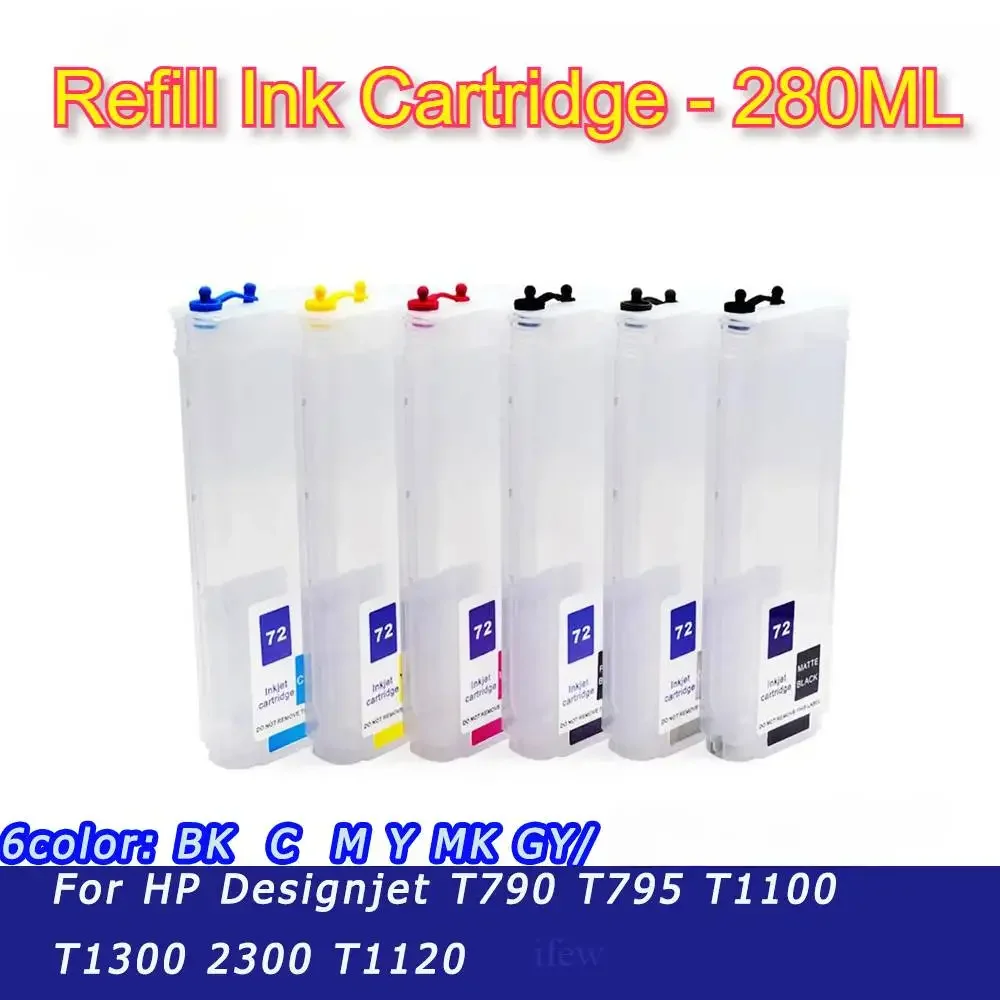 

HP72 Ink Cartridge For HP 72 Printer Ciss Empty Bulk Ink Cartridges With ARC Chip IC For HP T790 T795 T1100 T1300 T2300 T1120 IC