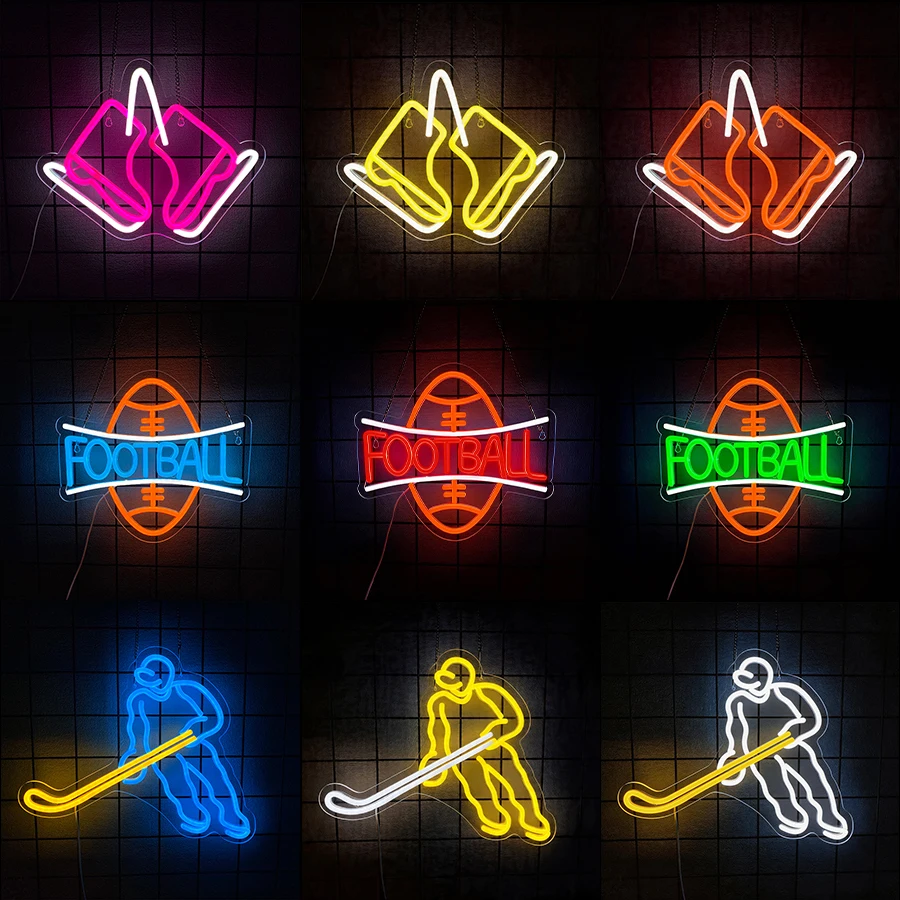 Ice Skates Neon Sign,LED Neon Sign for Wall Decor,Sports Themed Neon Sign for Teen Boy Bedroom Playroom Dorm Man Cave Club Party