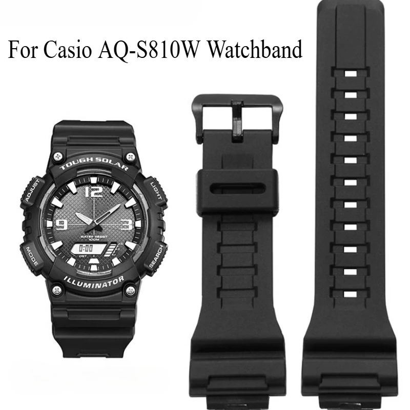 For Casio AQ-S810W AEQ-110W W735H/736H Watch Chain Male and Female Resin Soft Comfortable Silicone Watch Strap 18mm Black