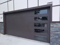 Waterproof Automatic Garage Door Black Aluminum Framed Frosted Glass Sectional Residential Garage Screen Door with Motor 6