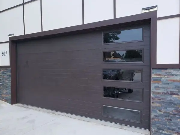 Waterproof Automatic Garage Door Black Aluminum Framed Frosted Glass Sectional Residential Garage Screen Door with Motor 6