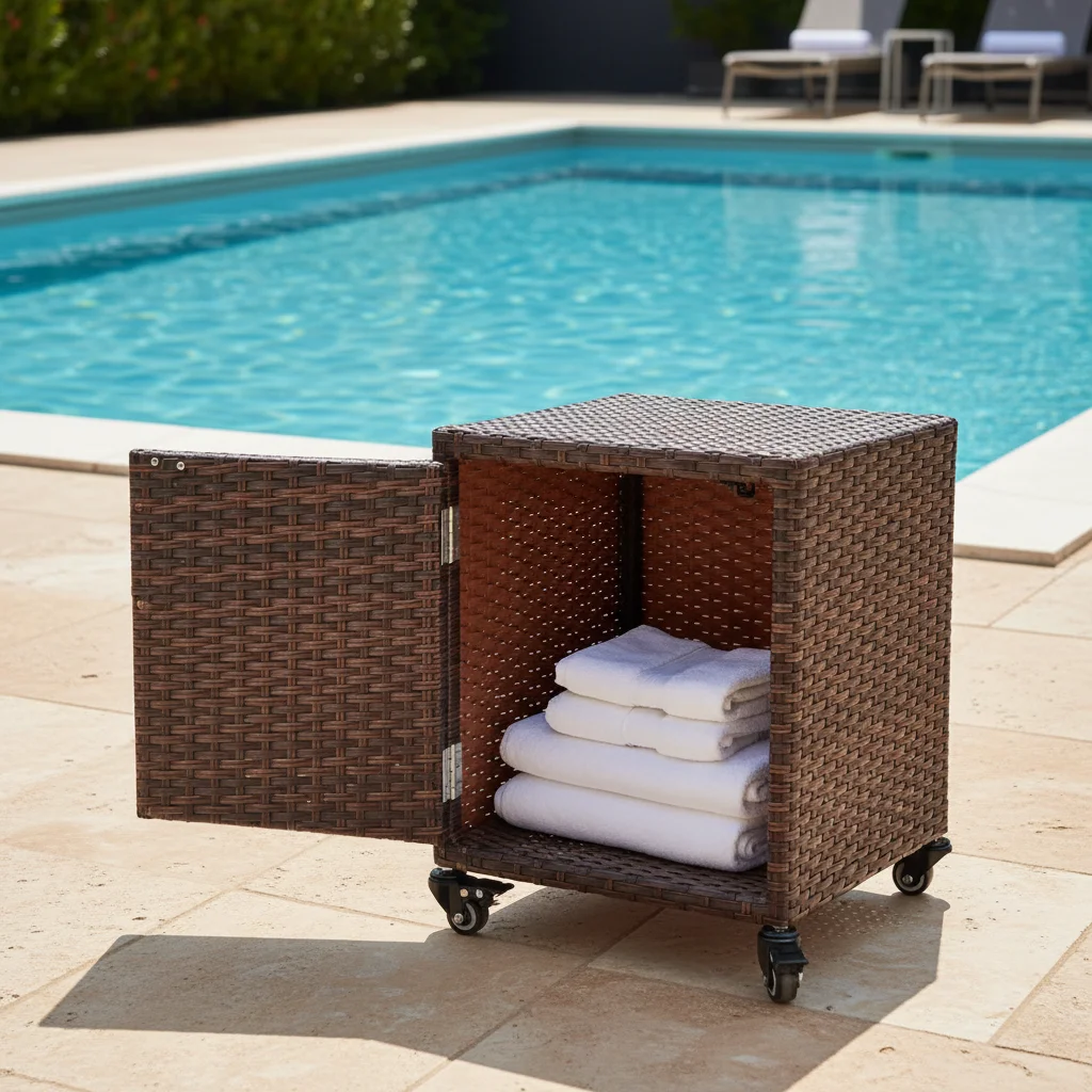 Modern Outdoor Aluminum Frame PE Rattan Portable Comfortable and Durable Waterproof Multifunctional Pool Locker