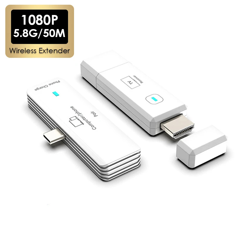 

5.8Ghz Wireless Video Audio HDTV 1080P Transmitter Receiver Adapter Dongle 50M Wifi Display Screen TV Stick Extender for TV PC