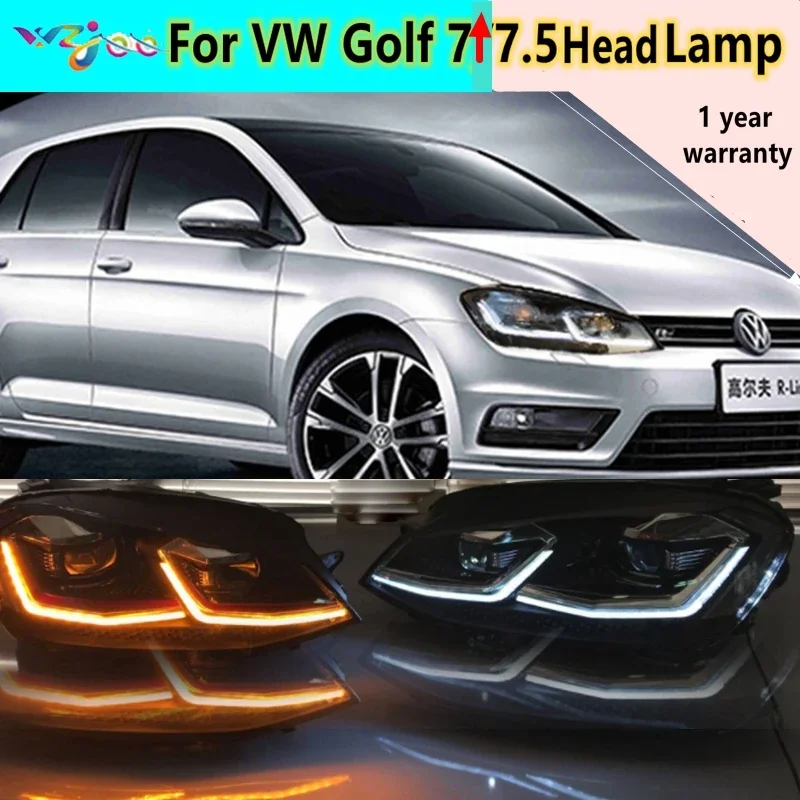 Car Styling Head Lamp case for VW Golf7 Headlights Golf 7 MK7 2013 2014 -2017 LED Headlight DRL Lens Double Beam Bi-Xenon HID