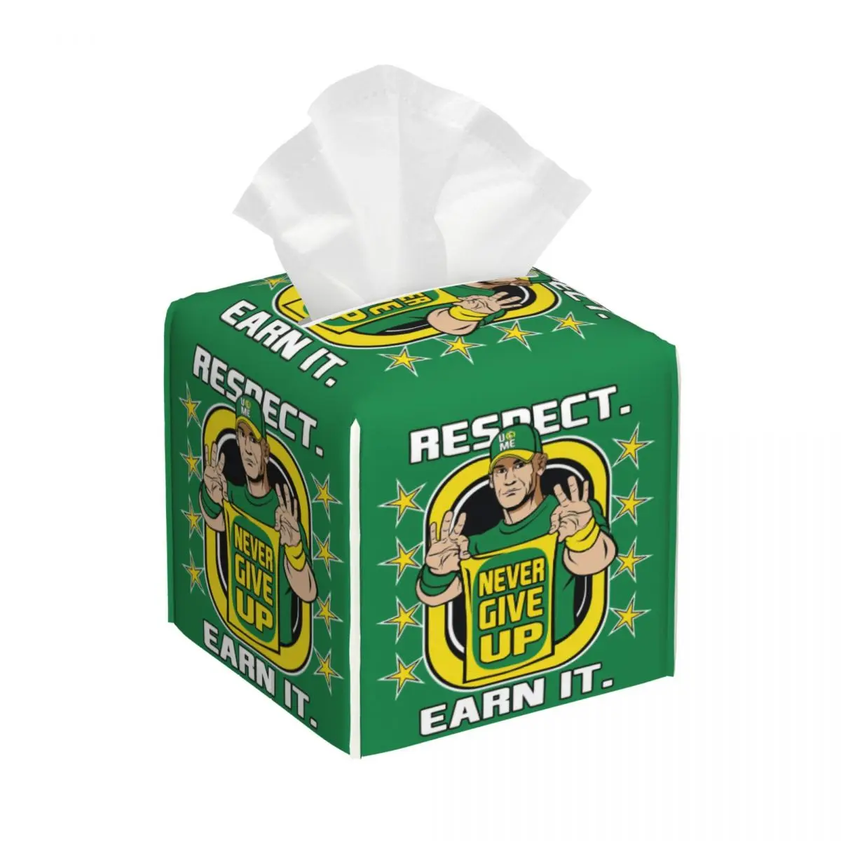 WWE John Cena PU جلد غطاء صندوق مناديل الوجه ، مربع ، لا يستسلم أبدًا ، مخصص ، المنزل ، السيارة