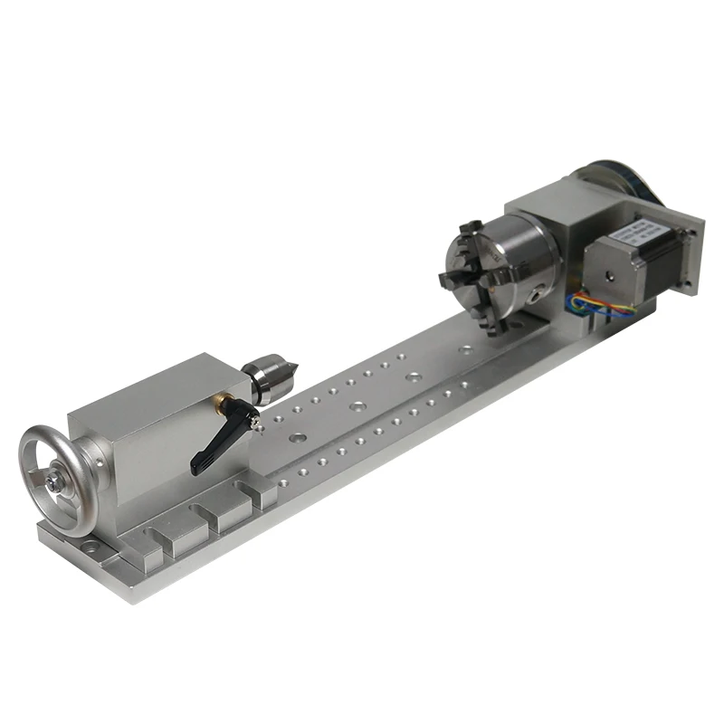 80MM 3 Jaw Chuck CNC Rotary Axis 4th Axis Tailstock Hollow Shaft for CNC Router Engraver Milling Machine