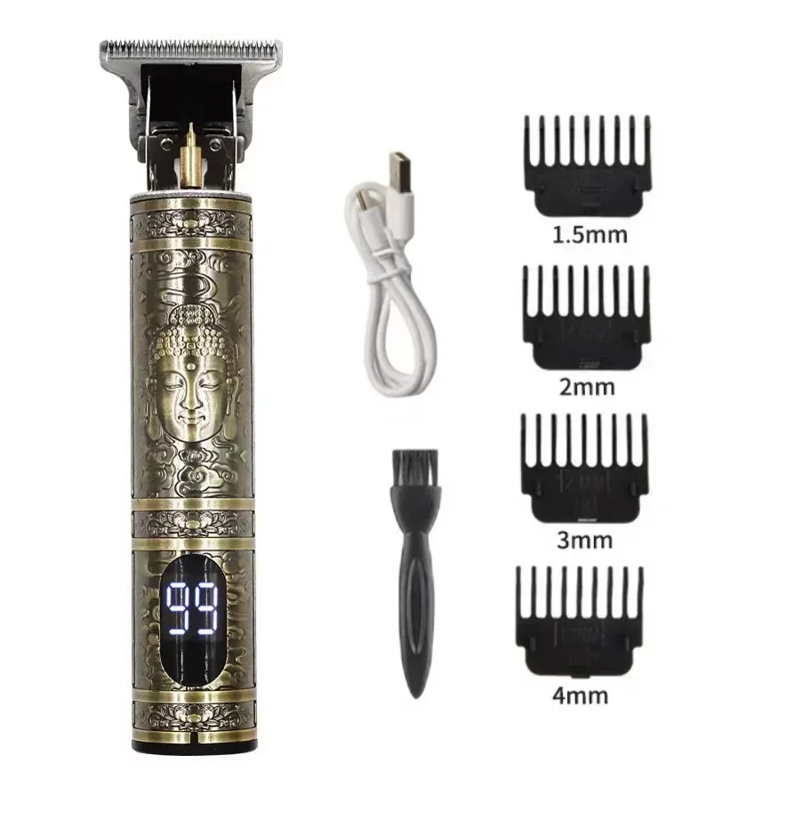 Máquina profissional do corte do cabelo para homens, aparador elétrico sem fio do cabelo, aparador digital da indicação, barbeador, barbeiro, T9