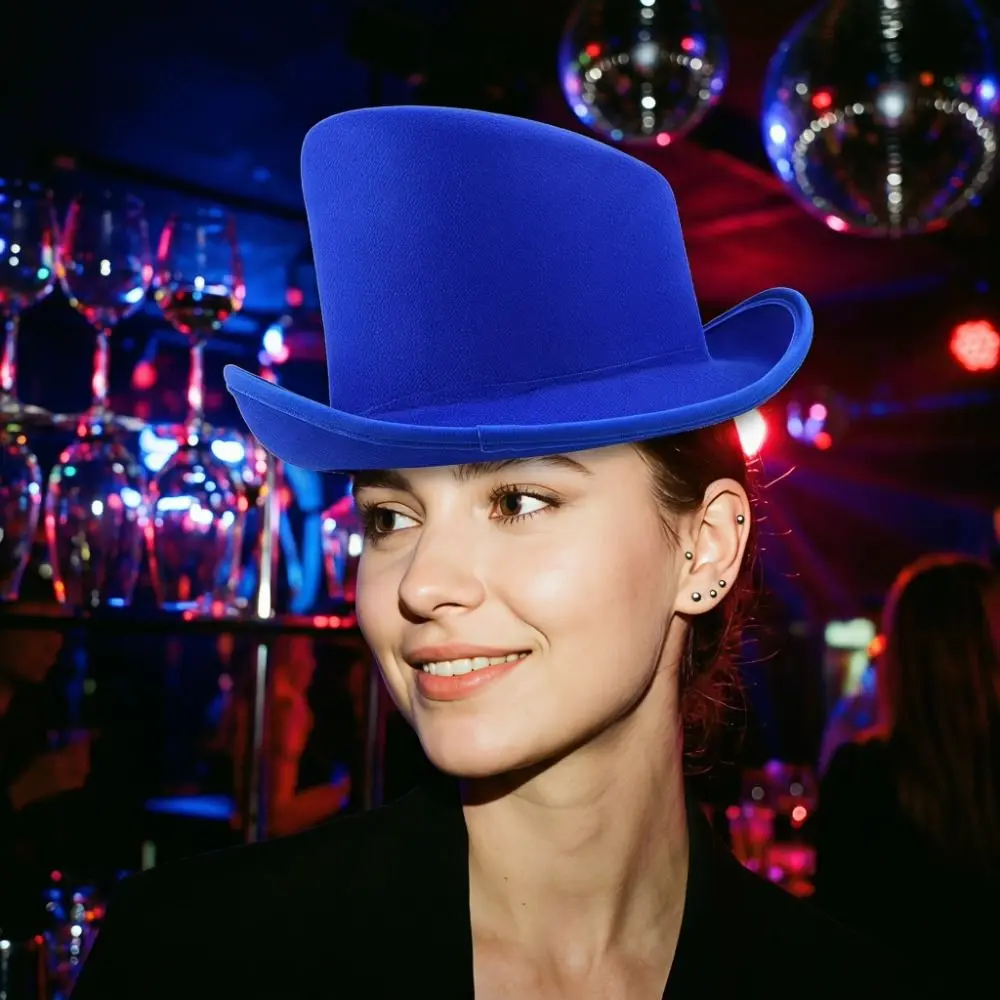 Fashion Angled Edge Fedora Hat British Style Bucket Hat Magic Hat Slanted Top Durable Top Hat Stage Performance Prop