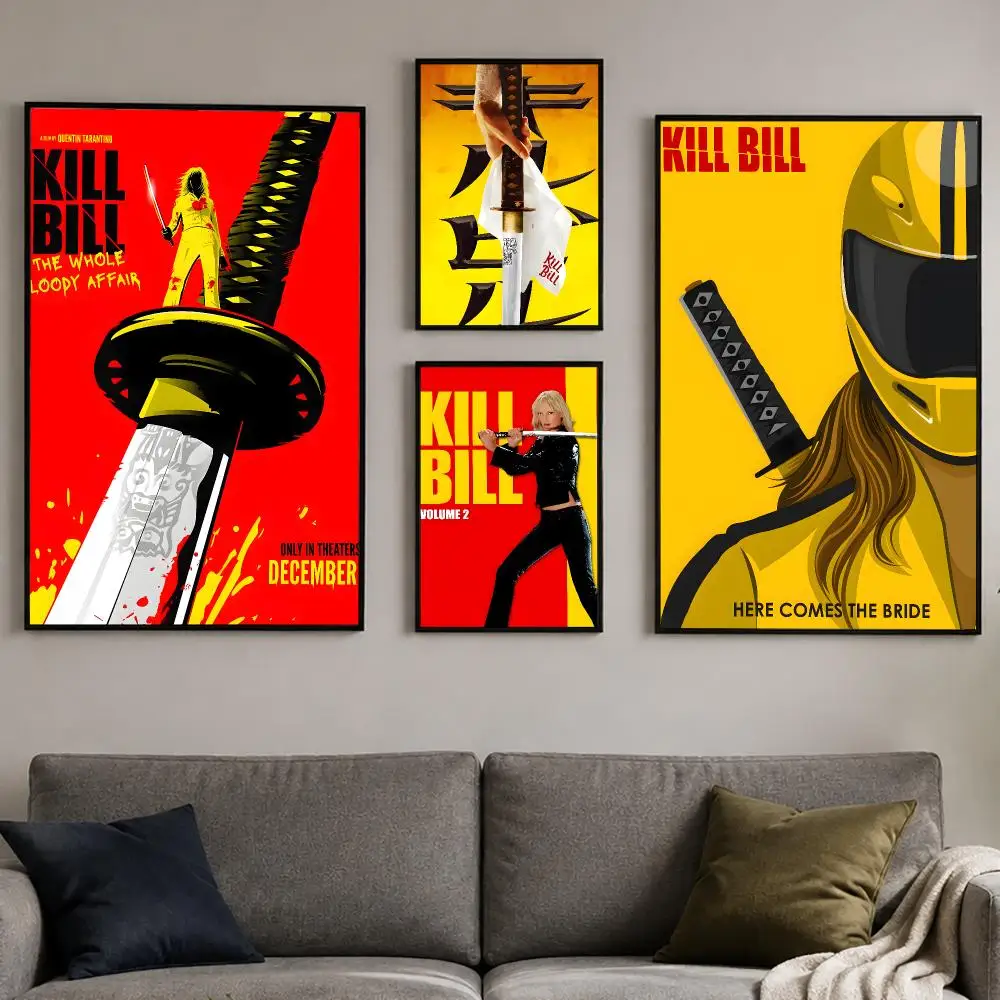 Action Movie K-Kill Bill Poster PP Self-Adhesive Bedroom Gaming Cafe/Bar Vintage Aesthetic Decor Ideal Gift