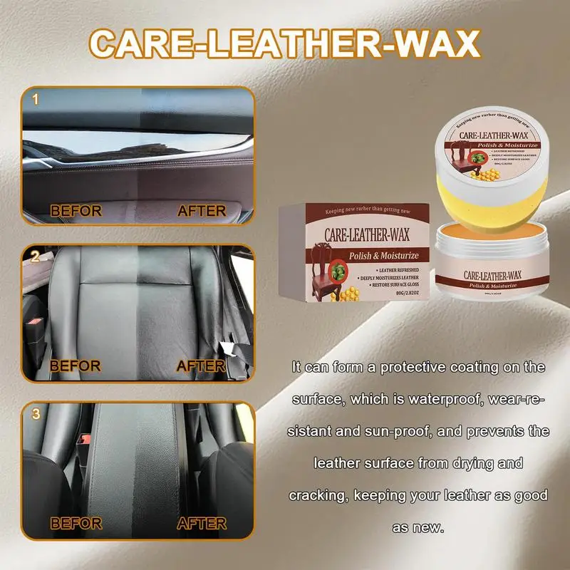 80g Leather Renovation Care Wax Natural Leather Conditioner Sofa Leather Shoes Cleaner Furniture Salve Waterproofing Beeswax