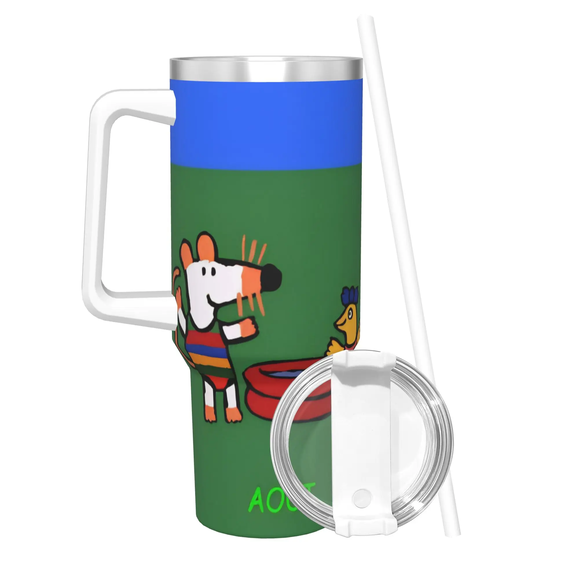 Maisy Mouse Tumbler With Straw  Stainless Steel Tumblers Mug Double Wall Vacuum Insulated for Cold Or Hot 40oz