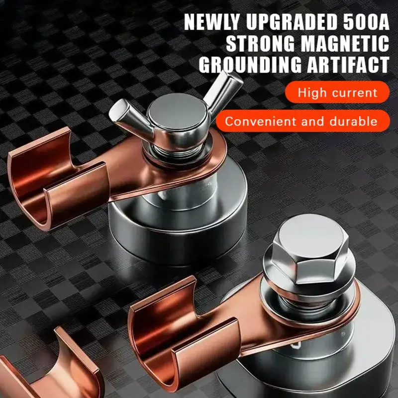 500A Strong Magnetic Grounding Clamp With High Conductivity Durable Copper Clip Perfect For Welding Auto Repair