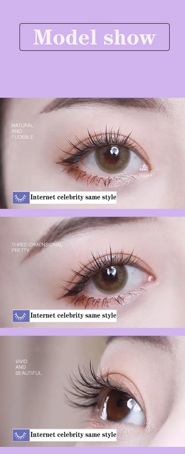 Anlinnet Professionelles Make-up 60 Cluster Einzelne Wimpernbüschel M-Sandwich-Wimpern zum Aufkleben Künstliche Wimpern – Detail 8