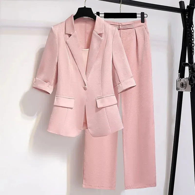 

Поп-поп, высококачественный легкий роскошный костюм для женщин, лето 2022, новый профессиональный темпераментный повседневный костюм с тремя пирогами