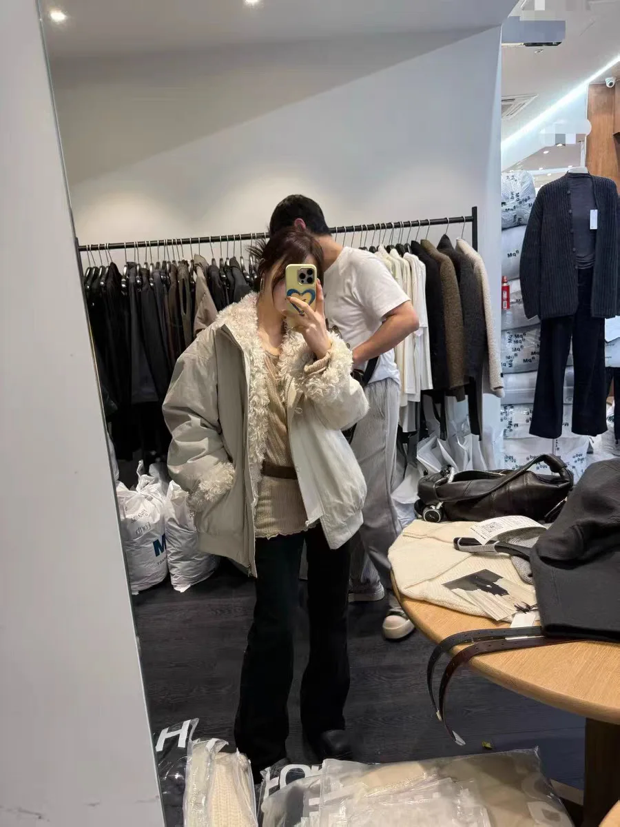 

East Gate Повседневная рабочая одежда Sle Женская парка Jaet с воротником-стойкой Пушистое внутреннее пальто Свободного кроя Длинная све Осенняя верхняя одежда