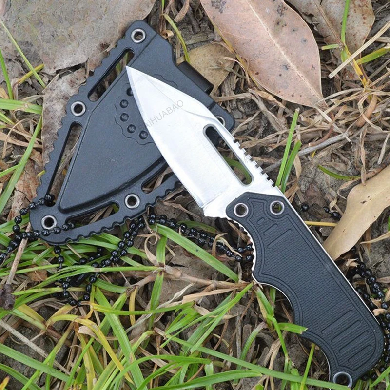 

Small Fixed Blade Mini Neck Keychain Knife Satin Plain Blade G10 Handle with ABS Sheath Outdoor EDC Camping Survival Tool