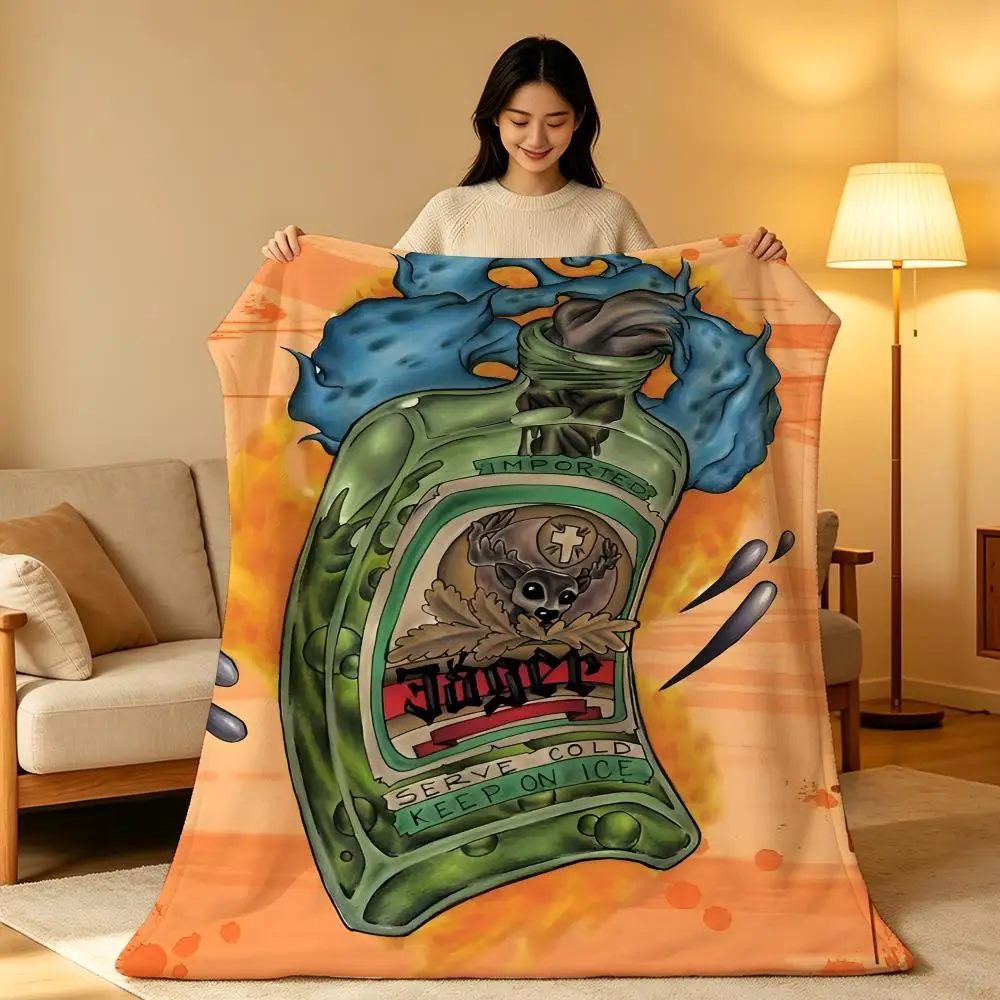 Drink J-jagermeister Throw hot High-Density Short Plush Blanket Soft Skin-Friendly for Sofa Nap Air-Conditioned Room