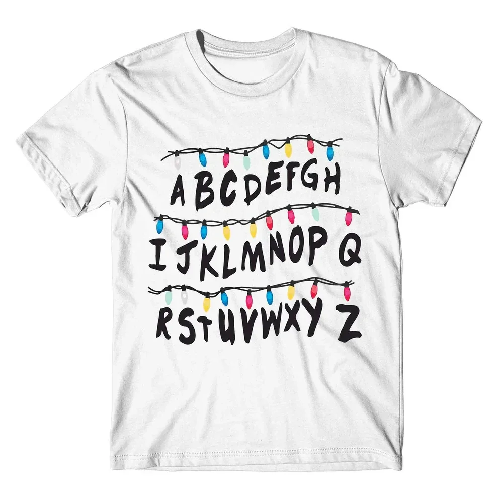 TV Drama Peripheral Stranger Christmas Light 100%cotton Men's Shirt Short Sleeve Oversized Women's Short Sleeved Cheap Tshirt