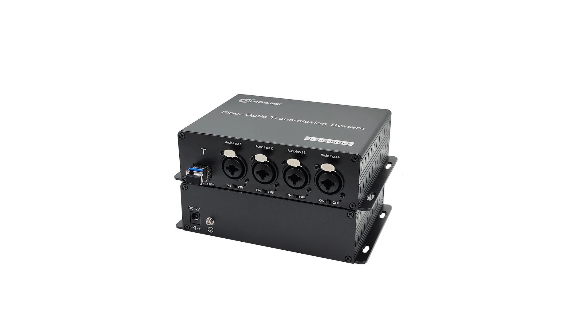 4-ch Xlr Gebalanceerde Audio Naar Vezel Converter Singlemode Sfp Lc Fiber Connector Met Fantoomvoeding Zender Voor Microfoon