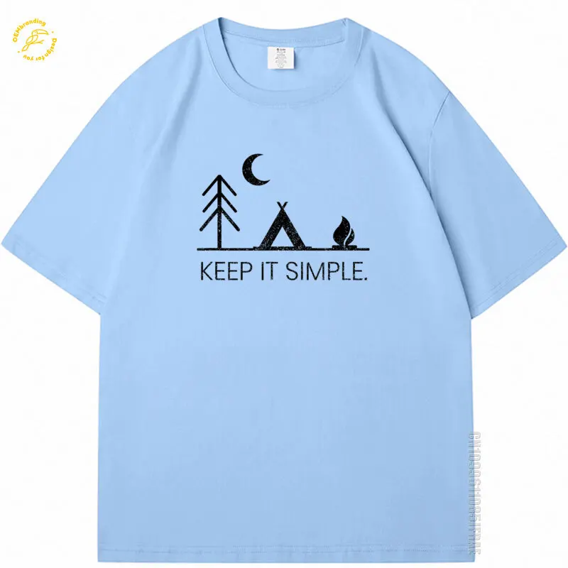 

Camper T-Shirt Minimalist Keep It Simple Outdoor Gift Oversized TShirt 명픔티셔츠 Clothing Cotton Men's Funny T Shirts Short Sleeve