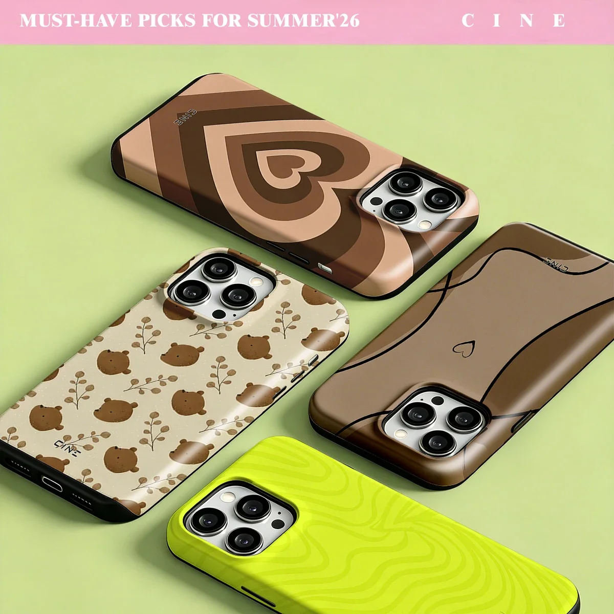 Funda de Teléfono con Textura Cine Lime Swirl para Magsafe, Carcasa Brillante 2 en 1 para iPhone 17 16 15 14 Plus 13 Pro Max
