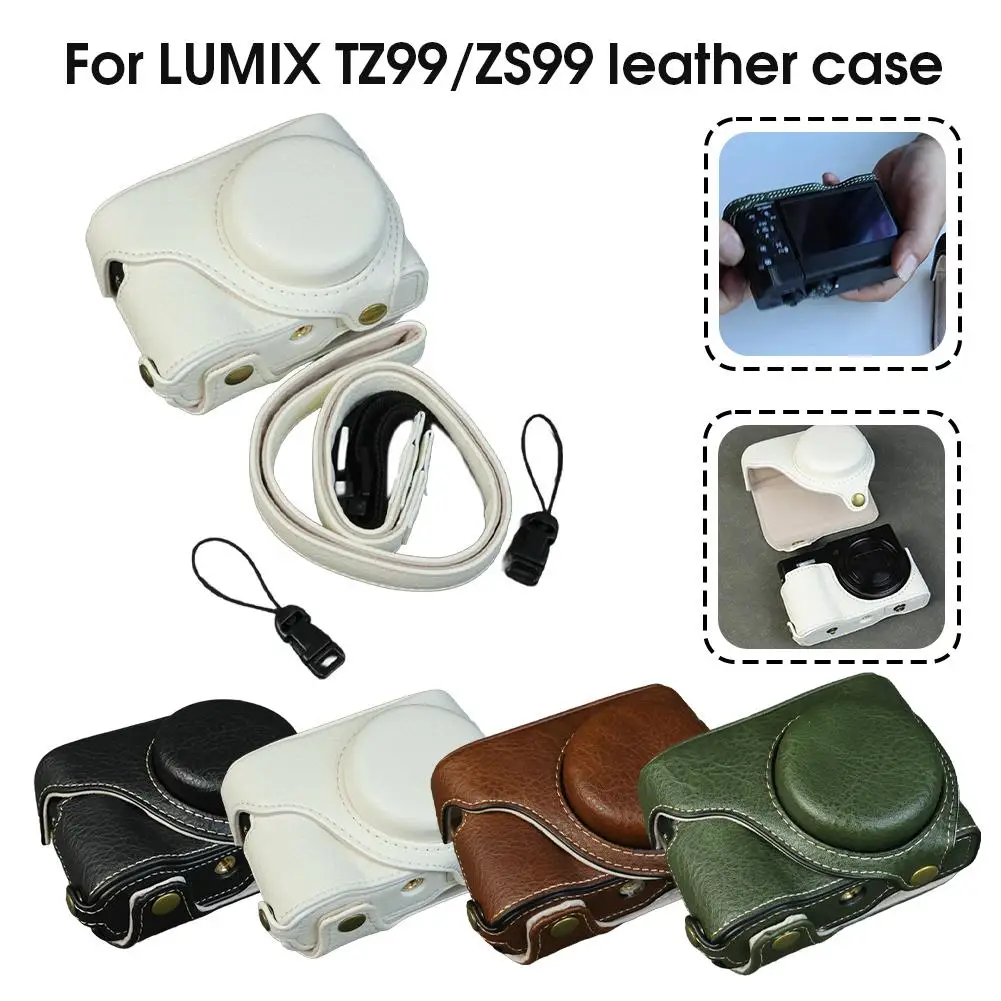 حقيبة كاميرا حافظة جلدية ل Lumix ZS99 / TZ99 غطاء القلفة للكاميرا الغطاء الواقي قاعدة قذيفة مثقوبة E7X6